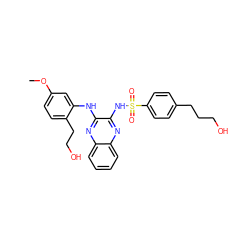 COc1ccc(CCO)c(Nc2nc3ccccc3nc2NS(=O)(=O)c2ccc(CCCO)cc2)c1 ZINC000138432201