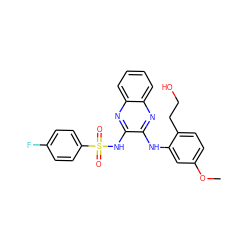 COc1ccc(CCO)c(Nc2nc3ccccc3nc2NS(=O)(=O)c2ccc(F)cc2)c1 ZINC000138193931