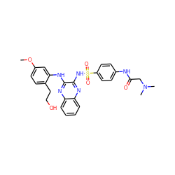 COc1ccc(CCO)c(Nc2nc3ccccc3nc2NS(=O)(=O)c2ccc(NC(=O)CN(C)C)cc2)c1 ZINC000148640746