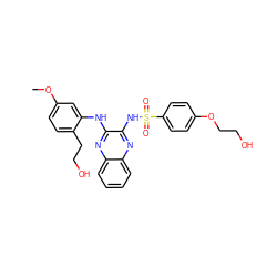 COc1ccc(CCO)c(Nc2nc3ccccc3nc2NS(=O)(=O)c2ccc(OCCO)cc2)c1 ZINC000138432084