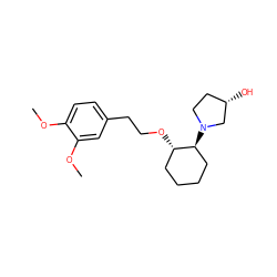 COc1ccc(CCO[C@H]2CCCC[C@@H]2N2CC[C@H](O)C2)cc1OC ZINC000034575540