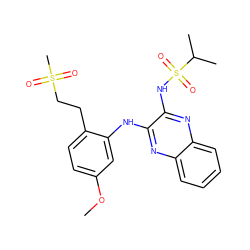 COc1ccc(CCS(C)(=O)=O)c(Nc2nc3ccccc3nc2NS(=O)(=O)C(C)C)c1 ZINC000148994064