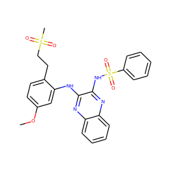 COc1ccc(CCS(C)(=O)=O)c(Nc2nc3ccccc3nc2NS(=O)(=O)c2ccccc2)c1 ZINC000138131981