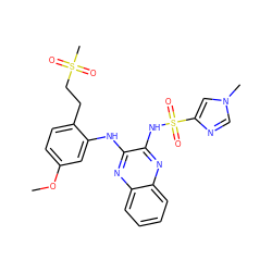 COc1ccc(CCS(C)(=O)=O)c(Nc2nc3ccccc3nc2NS(=O)(=O)c2cn(C)cn2)c1 ZINC000138193470