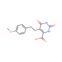 COc1ccc(CCc2c(C(=O)O)[nH]c(=O)[nH]c2=O)cc1 ZINC000095921325