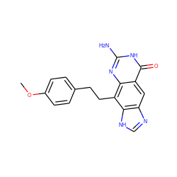 COc1ccc(CCc2c3nc(N)[nH]c(=O)c3cc3nc[nH]c23)cc1 ZINC000016051688