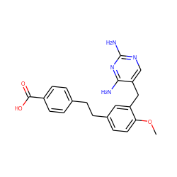 COc1ccc(CCc2ccc(C(=O)O)cc2)cc1Cc1cnc(N)nc1N ZINC000013559771