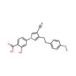 COc1ccc(CCc2cn(-c3ccc(C(=O)O)c(O)c3)cc2C#N)cc1 ZINC000200821581