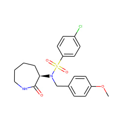 COc1ccc(CN([C@@H]2CCCCNC2=O)S(=O)(=O)c2ccc(Cl)cc2)cc1 ZINC000028957591