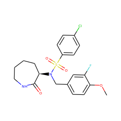 COc1ccc(CN([C@@H]2CCCCNC2=O)S(=O)(=O)c2ccc(Cl)cc2)cc1F ZINC000028957680