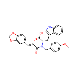 COc1ccc(CN(C(=O)/C=C/c2ccc3c(c2)OCO3)[C@@H](Cc2c[nH]c3ccccc23)C(=O)O)cc1 ZINC000027643821