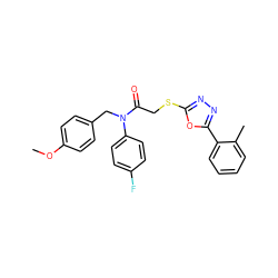 COc1ccc(CN(C(=O)CSc2nnc(-c3ccccc3C)o2)c2ccc(F)cc2)cc1 ZINC000000882264