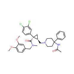 COc1ccc(CN(C)C(=O)[C@]2(c3ccc(Cl)c(Cl)c3)C[C@H]2CN2CCC(NC(C)=O)(c3ccccc3)CC2)cc1OC ZINC000066098337