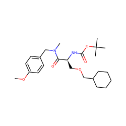 COc1ccc(CN(C)C(=O)[C@H](COCC2CCCCC2)NC(=O)OC(C)(C)C)cc1 ZINC000013478456