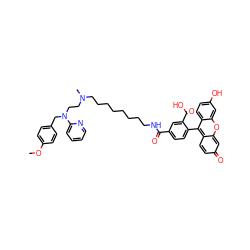 COc1ccc(CN(CCN(C)CCCCCCCCNC(=O)c2ccc(-c3c4ccc(=O)cc-4oc4cc(O)ccc34)c(C(=O)O)c2)c2ccccn2)cc1 ZINC000095607105