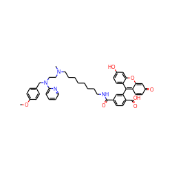 COc1ccc(CN(CCN(C)CCCCCCCCNC(=O)c2ccc(C(=O)O)c(-c3c4ccc(=O)cc-4oc4cc(O)ccc34)c2)c2ccccn2)cc1 ZINC000095608233