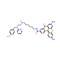 COc1ccc(CN(CCN(C)CCCCCCNC(=O)c2ccc(-c3c4ccc(=N)cc-4oc4cc(N)ccc34)c(C(=O)O)c2)c2ccccn2)cc1 ZINC000028243251