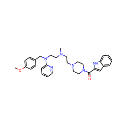 COc1ccc(CN(CCN(C)CCN2CCN(C(=O)c3cc4ccccc4[nH]3)CC2)c2ccccn2)cc1 ZINC000073138848