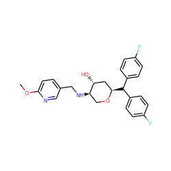 COc1ccc(CN[C@@H]2CO[C@H](C(c3ccc(F)cc3)c3ccc(F)cc3)C[C@H]2O)cn1 ZINC000299866210