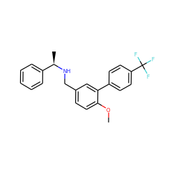 COc1ccc(CN[C@H](C)c2ccccc2)cc1-c1ccc(C(F)(F)F)cc1 ZINC000003926832