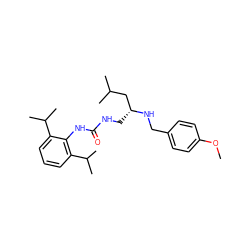 COc1ccc(CN[C@H](CNC(=O)Nc2c(C(C)C)cccc2C(C)C)CC(C)C)cc1 ZINC000013737300