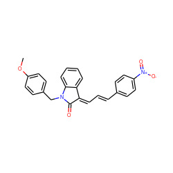 COc1ccc(CN2C(=O)/C(=C/C=C/c3ccc([N+](=O)[O-])cc3)c3ccccc32)cc1 ZINC000474602422