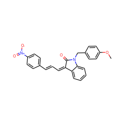 COc1ccc(CN2C(=O)/C(=C\C=C\c3ccc([N+](=O)[O-])cc3)c3ccccc32)cc1 ZINC000474602419