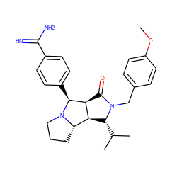 COc1ccc(CN2C(=O)[C@H]3[C@H]([C@@H]4CCCN4[C@H]3c3ccc(C(=N)N)cc3)[C@H]2C(C)C)cc1 ZINC000016051886