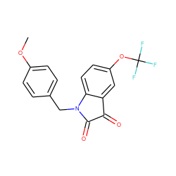 COc1ccc(CN2C(=O)C(=O)c3cc(OC(F)(F)F)ccc32)cc1 ZINC000040875741