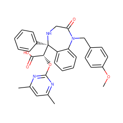 COc1ccc(CN2C(=O)CN[C@](c3ccccc3)([C@H](Oc3nc(C)cc(C)n3)C(=O)O)c3ccccc32)cc1 ZINC000026666515