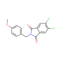 COc1ccc(CN2C(=O)c3cc(Cl)c(Cl)cc3C2=O)cc1 ZINC000299867907