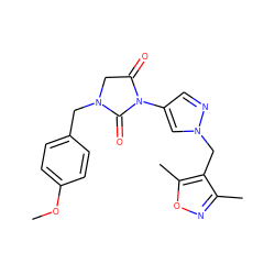 COc1ccc(CN2CC(=O)N(c3cnn(Cc4c(C)noc4C)c3)C2=O)cc1 ZINC000115731396