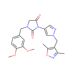 COc1ccc(CN2CC(=O)N(c3cnn(Cc4c(C)noc4C)c3)C2=O)cc1OC ZINC000115733126