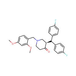 COc1ccc(CN2CCC(=O)[C@H](C(c3ccc(F)cc3)c3ccc(F)cc3)C2)c(OC)c1 ZINC000072105086
