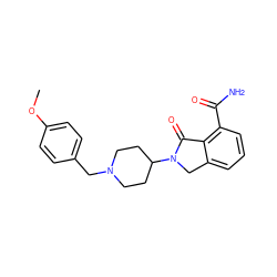 COc1ccc(CN2CCC(N3Cc4cccc(C(N)=O)c4C3=O)CC2)cc1 ZINC000117348028