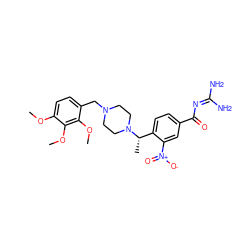 COc1ccc(CN2CCN([C@@H](C)c3ccc(C(=O)N=C(N)N)cc3[N+](=O)[O-])CC2)c(OC)c1OC ZINC000071294978