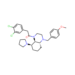 COc1ccc(CN2CCN(C(=O)Cc3ccc(Cl)c(Cl)c3)[C@@H]3[C@H](N4CCCC4)CCC[C@H]32)cc1 ZINC000145957422