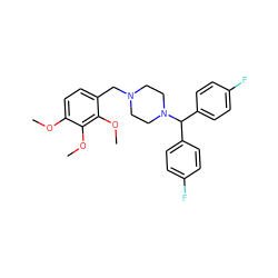 COc1ccc(CN2CCN(C(c3ccc(F)cc3)c3ccc(F)cc3)CC2)c(OC)c1OC ZINC000019362693