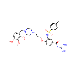 COc1ccc(CN2CCN(CCCOc3ccc(C(=O)N=C(N)N)cc3NS(=O)(=O)c3ccc(C)cc3)CC2)c(OC)c1OC ZINC000072118618