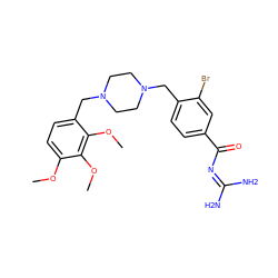 COc1ccc(CN2CCN(Cc3ccc(C(=O)N=C(N)N)cc3Br)CC2)c(OC)c1OC ZINC000071295554