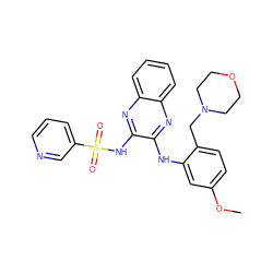 COc1ccc(CN2CCOCC2)c(Nc2nc3ccccc3nc2NS(=O)(=O)c2cccnc2)c1 ZINC000138492016