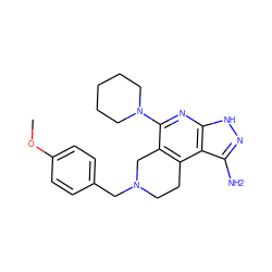 COc1ccc(CN2CCc3c(c(N4CCCCC4)nc4[nH]nc(N)c34)C2)cc1 ZINC000049089055