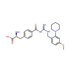 COc1ccc(CNC(=N)NC(=O)c2ccc(C[C@H](N)C(=O)O)cc2)c(N2CCCCC2)c1 ZINC000653849868