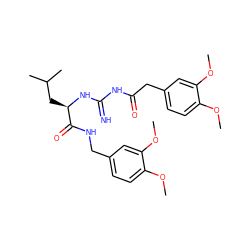 COc1ccc(CNC(=O)[C@@H](CC(C)C)NC(=N)NC(=O)Cc2ccc(OC)c(OC)c2)cc1OC ZINC000299834814