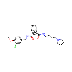 COc1ccc(CNC(=O)[C@@H]2[C@@H]3C=C[C@H]([C@H]2C(=O)NCCCCN2CCCC2)C32CC2)cc1Cl ZINC000168582015