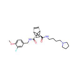 COc1ccc(CNC(=O)[C@@H]2[C@@H]3C=C[C@H]([C@H]2C(=O)NCCCCN2CCCC2)C32CC2)cc1F ZINC000168385246