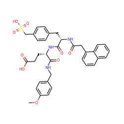 COc1ccc(CNC(=O)[C@H](CCC(=O)O)NC(=O)[C@H](Cc2ccc(CS(=O)(=O)O)cc2)NC(=O)Cc2cccc3ccccc23)cc1 ZINC000029465228