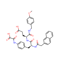 COc1ccc(CNC(=O)[C@H](CCC(=O)O)NC(=O)[C@H](Cc2ccc(NC(=O)C(=O)O)cc2)NC(=O)Cc2ccc3ccccc3c2)cc1 ZINC000029465216