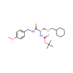 COc1ccc(CNC(=O)[C@H](COCC2CCCCC2)NC(=O)OC(C)(C)C)cc1 ZINC000013478454