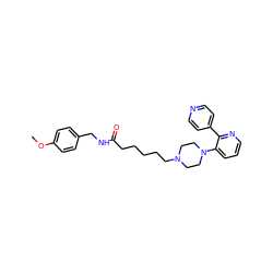 COc1ccc(CNC(=O)CCCCCN2CCN(c3cccnc3-c3ccncc3)CC2)cc1 ZINC000103271223